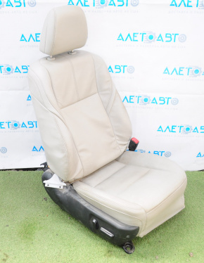 Passenger seat Toyota Avalon 13-14 without airbag, electric, gray leather, cracks on leather