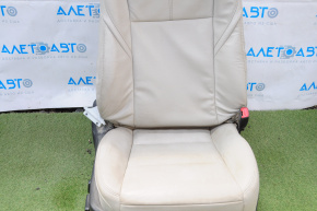 Passenger seat Toyota Avalon 13-14 without airbag, electric, gray leather, cracks on leather