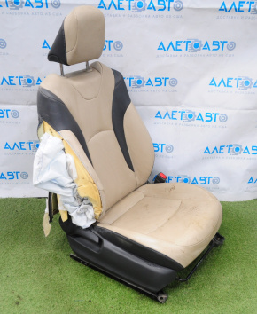 Passenger seat Toyota Prius 50 16-18 without airbag mechanical leather beige and black shot under chemical