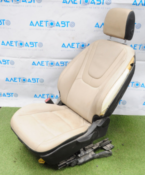 Driver's seat Chevrolet Volt 11-15 without airbag, mechanic, leather beige, shot, scratched