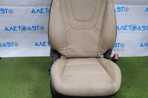 Passenger seat Chevrolet Volt 11-15 without airbag, mechanic, beige leather, crackle, without pads