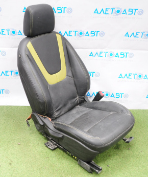 Chevrolet Volt 11-15 passenger seat without airbag, electric, black leather, light green insert