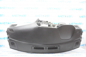 Dashboard front panel without AIRBAG Hyundai Sonata 15-17 black, scratches, broken frame, for chemical treatment