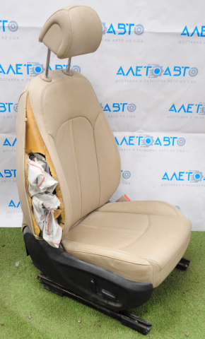 Passenger seat Hyundai Sonata 15-17 without airbag, electric, leather beige, shot