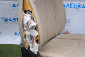 Passenger seat Hyundai Sonata 15-17 without airbag, electric, leather beige, shot