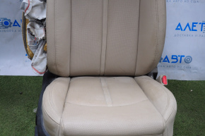 Passenger seat Hyundai Sonata 15-17 without airbag, electric, leather beige, shot