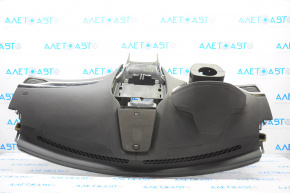 Torpedo front panel without AIRBAG Lincoln MKZ 13-20 black, wood inserts, broken frame