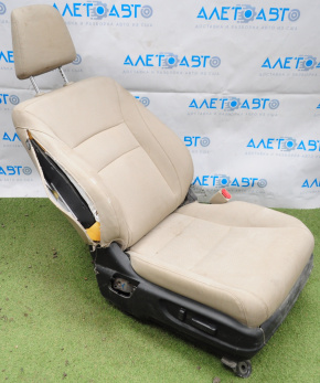 Passenger seat Honda Accord 13-15 without airbag, electric, beige leather, shot for dry cleaning