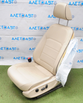 Driver's seat VW Passat b7 12-15 USA without airbag, electric, heated, leather beige with brown st, Streln