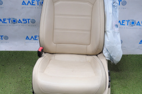 Driver's seat VW Passat b7 12-15 USA without airbag, electric, heated, leather beige with brown st, Streln