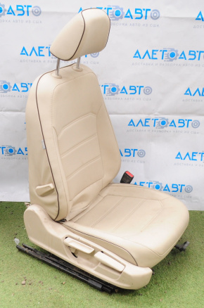 Passenger seat VW Passat b7 12-15 USA without airbag, manual, heated, beige leather with brown stitching