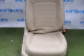 Passenger seat VW Passat b7 12-15 USA without airbag, manual, heated, beige leather with brown stitching