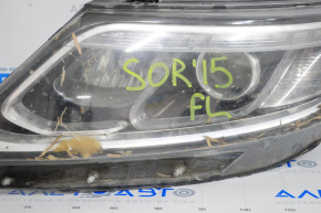 Headlight front left bare Kia Sorento 14-15 rest without fastening, led drl, broken glass, water damage