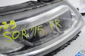 Headlight front right bare Kia Sorento 14-15 rest, led drl, with mount, water damage, sand