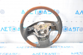 Bare steering wheel Lexus RX350 RX450h 10-12 prerest, gray leather, with wood, without buttons, worn leather, scratches on wood