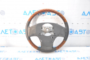 Bare steering wheel Lexus RX350 RX450h 10-12 prerest, gray leather, with wood, without buttons, worn leather, scratches on wood