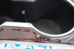 Center console trim with cup holders Toyota Camry v50 12-14 usa, dark wood, scratches