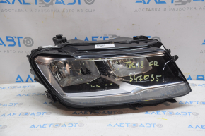 Headlight front right bare VW Tiguan 18-21 halogen, DRL LED, cracks, sand