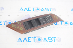 Front left window lift control Lexus RX350 RX450h 10-15 with auto folding mirrors with wood trim dark brown
