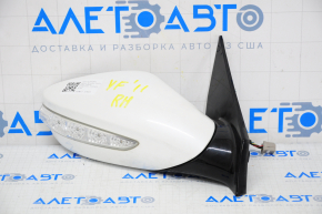 Right side mirror complete Hyundai Sonata 11-14 7 pins, turn signal, heated, white, turn signal cracked