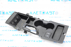 Center console trim with cup holder Hyundai Sonata 11-15 black, with heating buttons