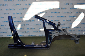 Front right quarter Toyota Prius 30 10-15 blue with central pillar