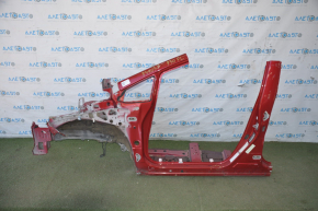 Front left quarter Toyota Prius 30 10-15 red with central pillar, bumps, dented