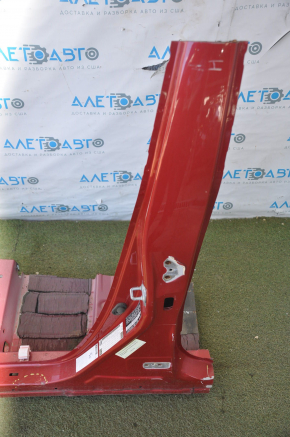 Front left quarter Toyota Prius 30 10-15 red with central pillar, bumps, dented