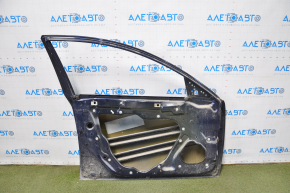 The front left door of a Mazda6 03-08 is bare and blue, dented at the pillar, with bumps.