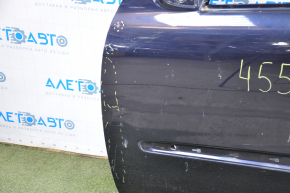 The front left door of a Mercedes X164 GL W164 ML is bare and has blue dents and bumps.