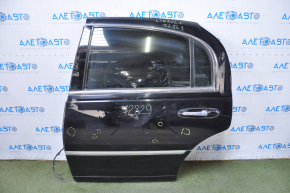 Rear left door assembly for a 98-11 Lincoln Town Car, black trim, chrome trim