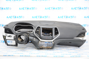 Torpedo front panel with AIRBAG Jeep Cherokee KL 14-23 black, with glove compartment, for cleaning