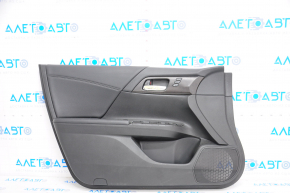 Door trim card front left Honda Accord 13-15 leather black, with seat memory, wood trim