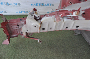 Front left quarter Nissan Rogue 14-20 red with central pillar, dented