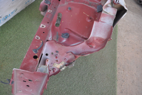 Front left quarter Nissan Rogue 14-20 red with central pillar, dented