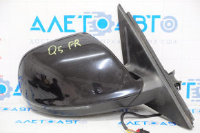 Right side mirror complete Audi Q5 8R 09-17 13 pins, auto folding, auto dimming, turn signal, black, sand