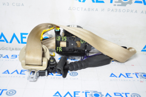 Passenger seat belt with tensioner Hyundai Sonata 15-17 beige water damage