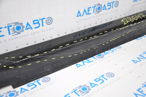 Left threshold Hyundai Sonata 15-17 SE black no center mount, broken mounts, dented, sawed