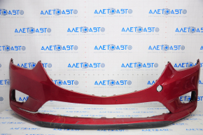 Front bumper bare Mazda 6 13-17 without washers and parking sensors, red, tears cracks, broken fasteners