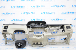 Dashboard front panel with AIRBAG Toyota Prius V 12-16 beige, with overlay
