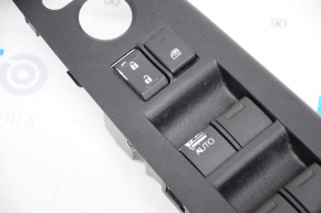Front left window lift control Honda Accord 13-17 1 button auto with overlay, worn buttons