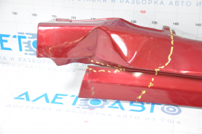 Right threshold of Honda Accord 18-20 red, dented at the front, broken fasteners, tears, filed, missing 1 lower fastener