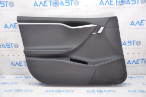 Door trim card front left Tesla Model S 12-15 pre-rest black, pokes on chrome