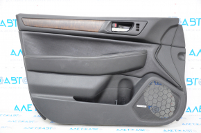 Door trim card front left Subaru Outback 15-16 black, leather, wood insert, scratch