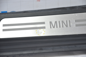 Left threshold Mini Cooper Countryman R60 10-16 dented bottom, tear, scratches, scuffed, bumps on chrome