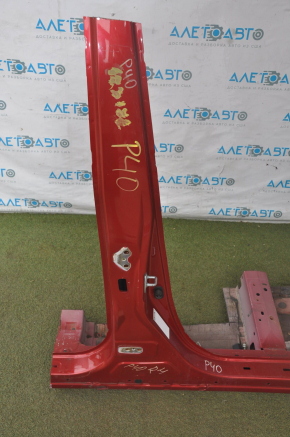 Front right quarter Toyota Prius V 12-17 red with central pillar