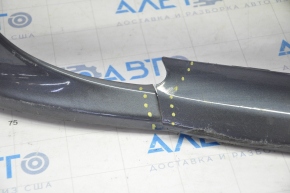 Front bare bumper Tesla Model S 12-15 pre-rest, gray, 6 sensors, crack, broken fastener, left part torn off