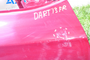 Door bare front right Dodge Dart 13-16 burgundy PRV, small dents, paint swelled