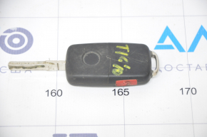 Key VW Tiguan 12-16 4 buttons, folding, worn, no emblem