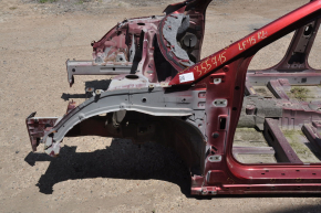 Front left quarter Hyundai Sonata 15-19 red on the body, dented side member nose, bumps